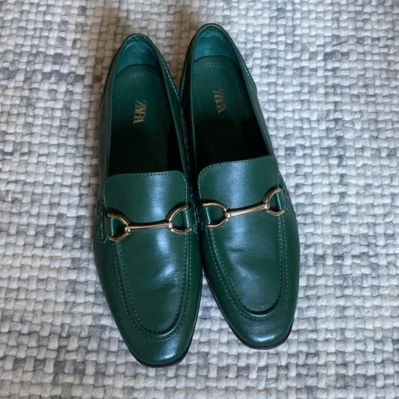 Zara | Shoes | Green Zara Loafers | Poshmark